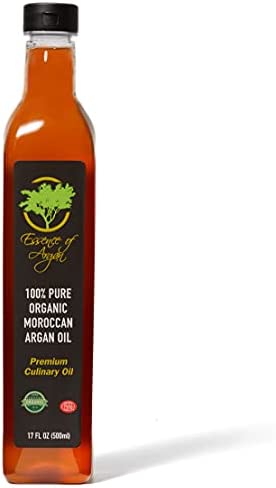 Essence of Argan Organic Edible Moroccan Argan Oil for Cooking, Vegan Eco-Certified USDA-Approved Natural Argan Oil, Great Culinary Oil for Keto Foodies, 17 Ounces