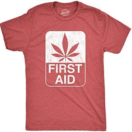 Crazy Dog Tshirts Mens First Aid T Shirt Funny 420 Marijuana Pot Leaf Graphic Weed Tee for Stoner