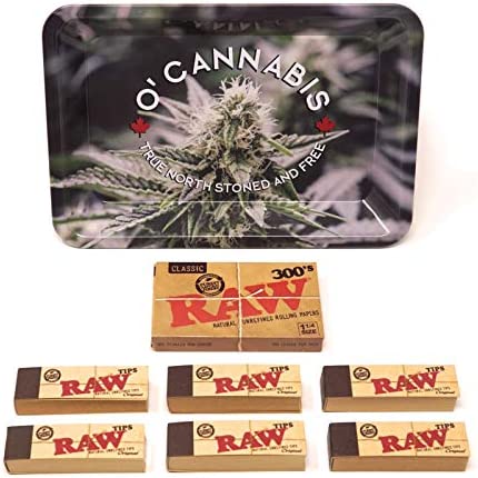 RAW Legalization Bundle - O'Cannabis Tray, RAW 300's Classic Rolling Paper, and 300 RAW Tips