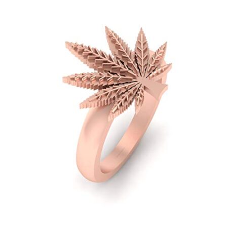 Solid 10k Rose Gold Marijuana Leaf Engagement Ring Cannabis Ring Marijuana Ring Gift